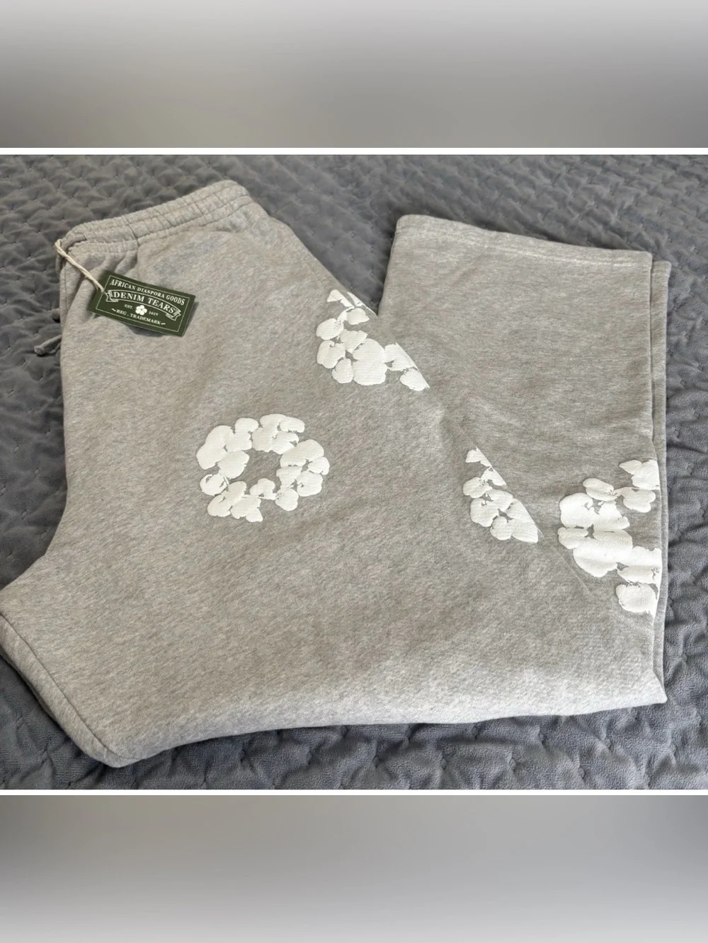 Denim Tears Cotton Wreath Baggy Sweatpants Grey Men’s Large NWT